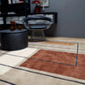 Reef Outline Modern Geometric Wool Rug in Blue, Terracotta and Khaki - Terracotta - Medium 120x170 cm (4'x5'6")