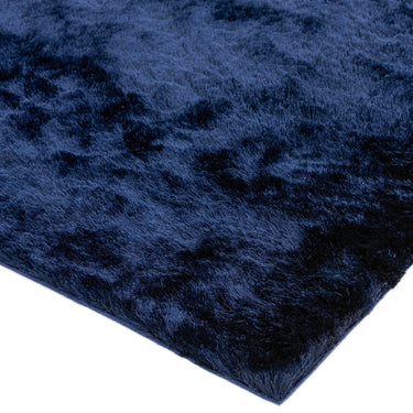 Asiatic London Whisper Silky Shiny High Pile Navy Blue Shaggy Textured Plush Rug