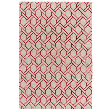 Asiatic London Nexus FL03 Fine Lines Trellis Silver Red Hand-Carved Wool Viscose Geometric Rug