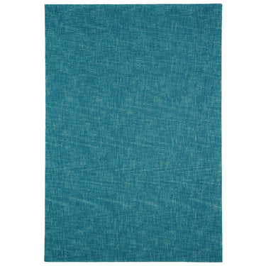 Tweed Teal Wool Hand Woven Rug in Very Large Size 200 x 300 cm