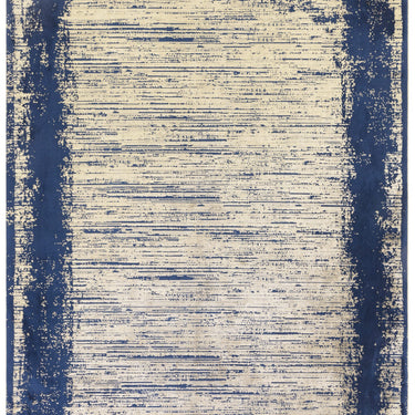 Elodie Contemporary Rug Modern Luxurious Soft Silky Metallic Shine Abstract Rug in Twilight Blue Gold