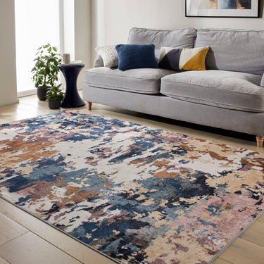 Consept Looms Liberty LIB110 Cobalt Multi Washable Non-Slip Modern Rug