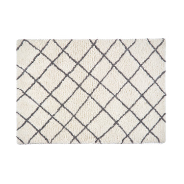Origins Artisan Diamond Geometric Soft Shaggy White/Grey Rug