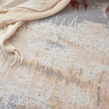 Calvin Enchanting ECH02 Ivory Grey Rust Polypropylene Abstract Modern Rug