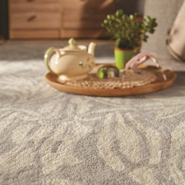 Origins Heritage Pure Damask Tufted Lavender Wool Cotton Traditional Floral Rug