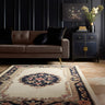Aubusson Shensi Black Traditional Wool Rug, Runner and Half-Moon - X-Small 60x120 cm (2'x4')