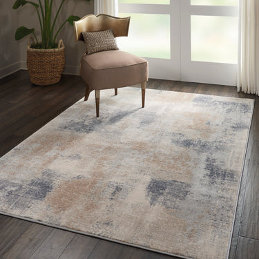Rustic Textures RUS02 Modern Abstract Rug in Ivory Beige Grey