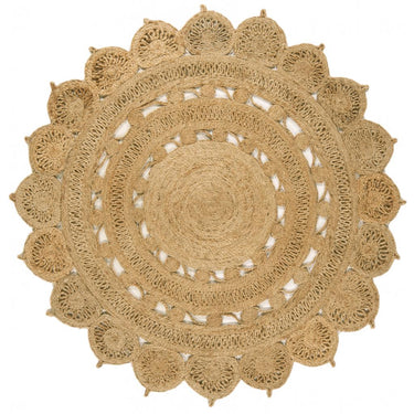 Zira Circular Jute Hand Made Round Rug in Natural 150 x 150 cm