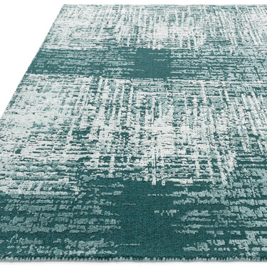 Torino Modern Abstract Rug for Living Room Bedroom Dining Room Wool Viscose Rug in Teal Green