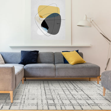 Nova NV31 Grid Modern Geometric Chevron Rug in Grey