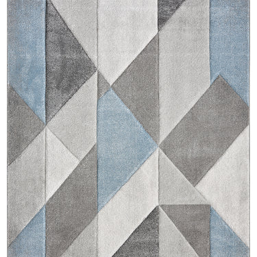 Orbit Alto 3D Grey Blue Abstract Geometric Textured Hallway Runner Rug