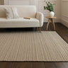 Ravine Hand Made Wool Plain Ribbed Texture Sand Beige Rug - X-Large 200x290 cm (6'7"x9'6")
