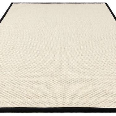 Korra Double Loop Charcoal Cream Wool & Jute Rug with Cotton Border