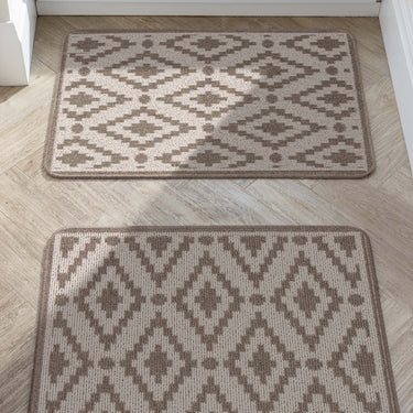 My Stain Resistant Ikat Stone Washable Non-Slip Polypropylene Bordered Doormat