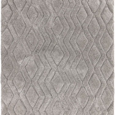 Asiatic London Harrison Silver Living Diamond Pattern Super Grey Hand-Carved Shaggy Geometric Rug