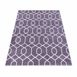Efor Modern New Geometric Design Soft Rug in Grey, Purple Violet Rose Pink