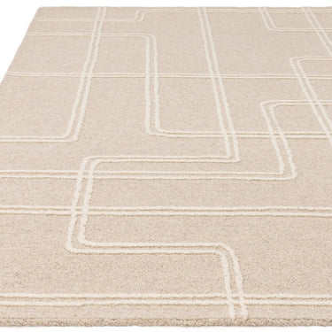 Ada Hand Woven Rug Bohomian Modern Geometric Pure Natural Undyed Wool Sand Beige Rug