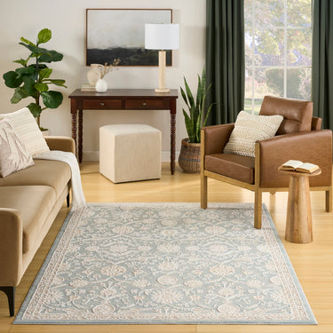 Nourison Isla ISL01 Classic Living Blue Jute Polypropylene Traditional Vintage Rug