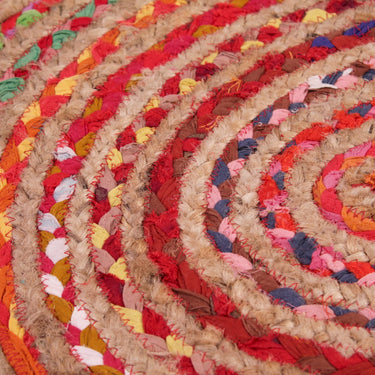 Hand Woven Jute Braided 4201 Multi Natural Oval and Circle Rug