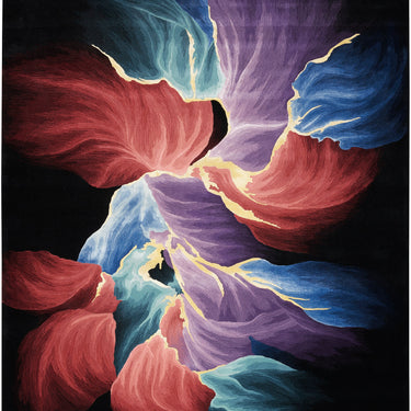 Prismatic Abstract Rug by Nourison Modern Luxury Soft Wool Silky Viscose Hand Tufted PRS34 Rug in Black