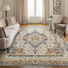 Kashan VKA12 Medallion Ivory Sage Green Polypropylene Traditional Vintage Floral Rug - 61 x 115 cm (2'x4')