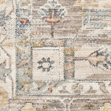 Nourison Antique Fusion ANF02 Fringed Bordered Medallion Ivory Traditional Vintage Abstract Floral Rug