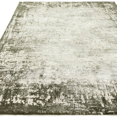 Asiatic London Kuza Border Soft Velvety Silky Green Polypropylene Abstract Textured Distressed Rug 200x290 cm