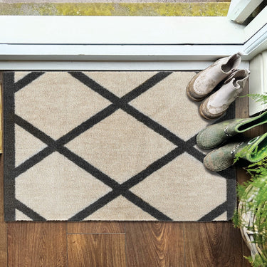 My Nylon Pattern Border Geo Washable Non-Slip Geometric Bordered Hallway Runner Rug - Small 50 x 75 cm (2'x2'5")
