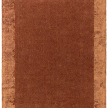 Ascot Modern Plain Hand Woven Wool Viscose Bordered Rust Brown Rug