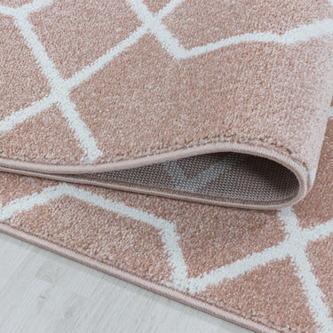 Efor New Design Rose Pink Jute Polypropylene Geometric Rug
