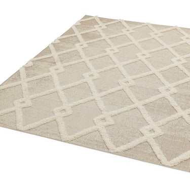 Monty MN07 Diamond Geometric Indoor Outdoor Rug in Beige Cream