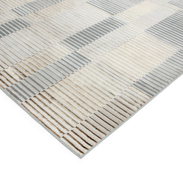 Aurora Ripple AU14 Geometric Striped Shiny Metallic Gold Silver Rug