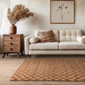 Naturi Hand Woven Jute Rug Reversible Checkerboard Flatweave Rug in Rust Natural - Medium 120x170 cm (4'x5'6")