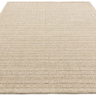 Thatch Sand Beige Hand Woven Wool Rug Neutral Plain Checked Pattern
