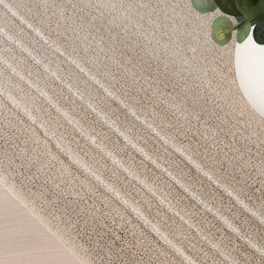 Asiatic London Orlo Natural Framed Sand Beige Hand-Carved Wool Textured Bordered Rug