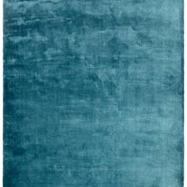 Gleam Luxury Contemporary Modern Shiny Plain Hand Woven Teal Blue Rug in 160 x230