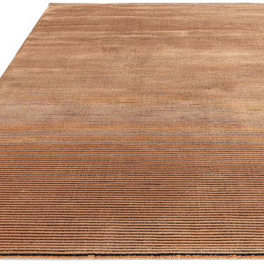 Asiatic London Kuza Stripe Soft Silky Velvety Terracotta Polypropylene Abstract Textured Distressed Rug