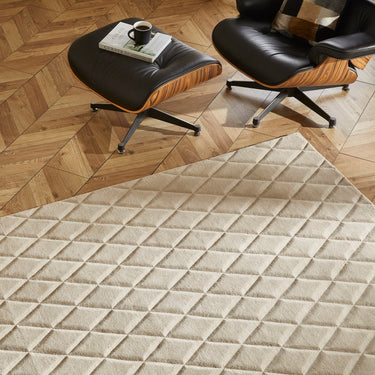 Priory PRI103 Geometric 100% Pure New Zealand Wool Hand Made Taupe Rug by Sarah Gare