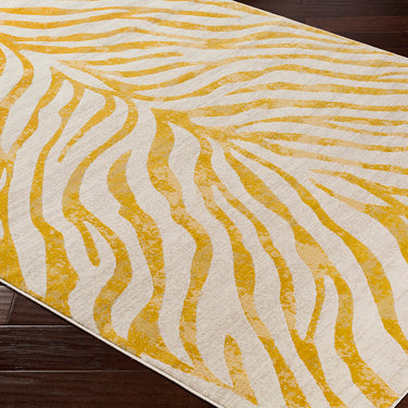 City Animal Print Zebra CIT2302 Yellow Washable Jute Polypropylene Boho Rug