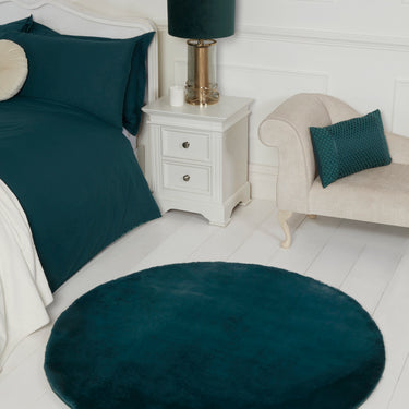 URCO Luxe Faux Fur Super Forest Green Shaggy Textured Plain Rug
