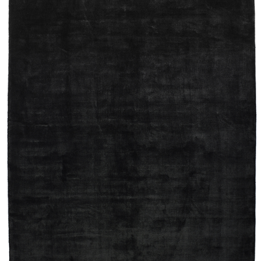 Guru Karma Luxury Silky Black Hand-Loomed Viscose Textured Rug 120x170 cm