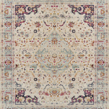 Nourison Kashan VKA13 Medallion Blue Gold Polypropylene Traditional Vintage Floral Rug