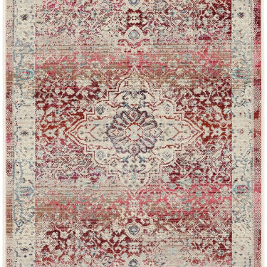 Nourison Kashan VKA07 Medallion Bordered Classic Red Ivory Polypropylene Persian Traditional Vintage Rug