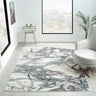 Bianco 185KB Modern Marbled Abstract Grey Cream Blue Rug & Hall Runner - Small 80x150 cm (2'6"x5')