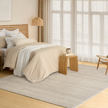 Pebble Ivory Grey By Hand-Woven Wool Flatweave Rug