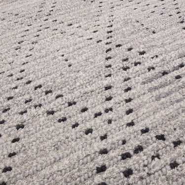 Nepal Grey Black Diamond Bohomian Berber Hand Woven Wool Fringed Rug