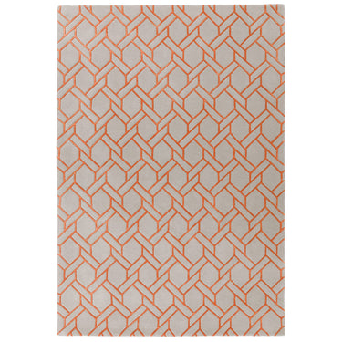 Asiatic London Nexus FL01 Fine Lines Trellis Silver Orange Hand-Carved Wool Viscose Geometric Rug 120x170 cm