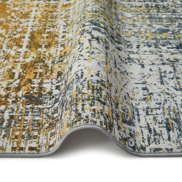 Consept Looms Lux LUX06 Machine Blue Copper Washable Non-Slip Abstract Geometric Rug