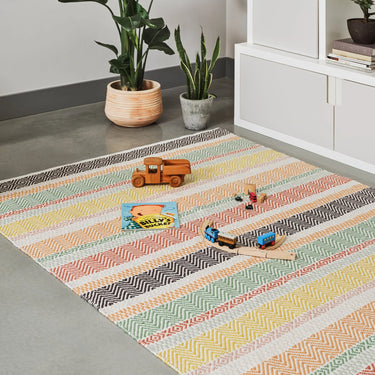 Boardwalk Reversible Flatweave Indoor Outdoor Rug in Pastel Multi Colours