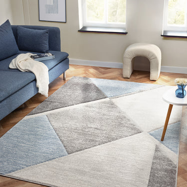 Orbit Lysa 3D Grey Blue Abstract Geometric Textured Hallway Runner Rug - Medium 120x170 cm (4'x5'6")